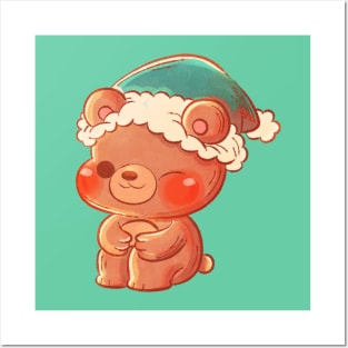 Oso Bongo Gorro de Navidad Posters and Art